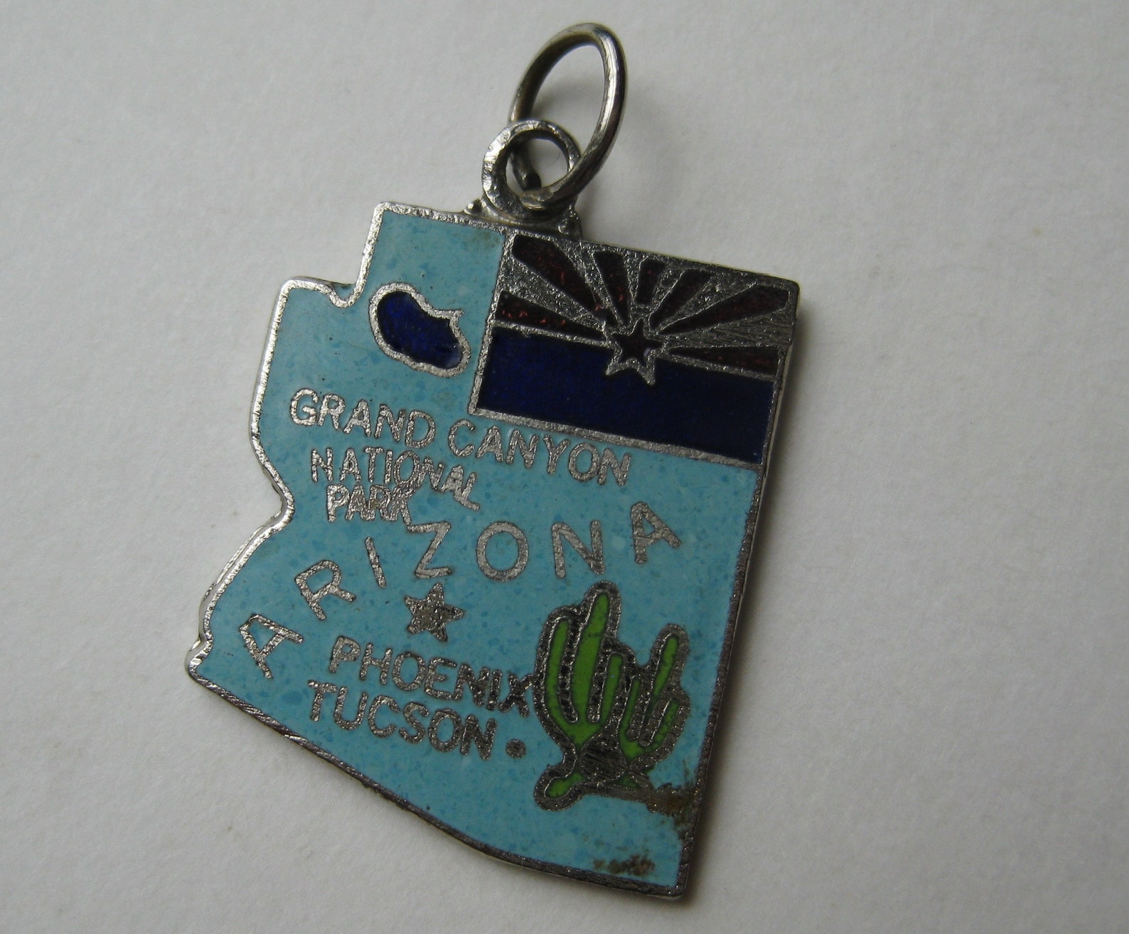 Vintage 50s Arizona State Souvenir Silver & Blue Enamel Etsy