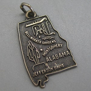 Vintage jaren 50 bedel Alabama staatskaart sterlingzilveren souvenir armband bedel
