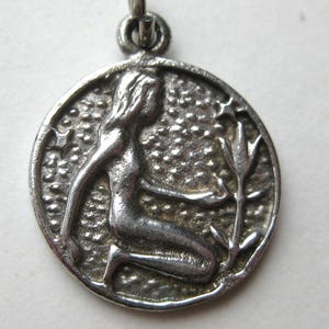 Vintage Charm Sterling Silver Virgo Zodiac Bracelet Charm