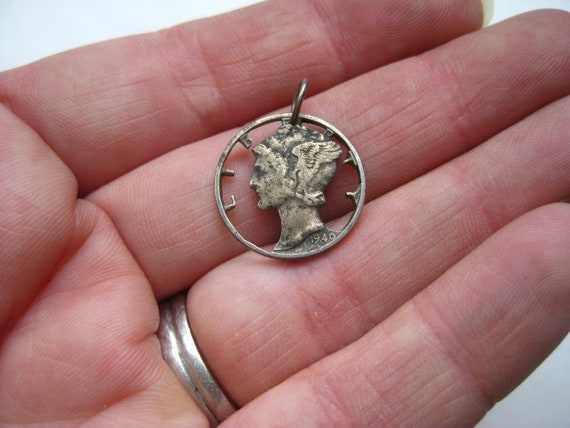 Vintage 1940 Sterling Silver Cut Out Mercury Dime… - image 5