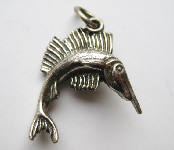 Vintage Charm Sterling Silver Sailfish Marlin Fis… - image 1