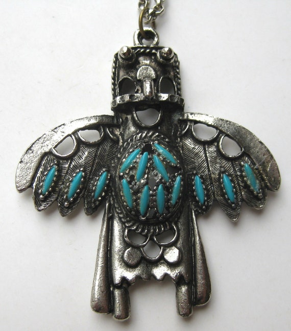 Vintage 60s Navajo Indian Style Faux Turquoise Sa… - image 2