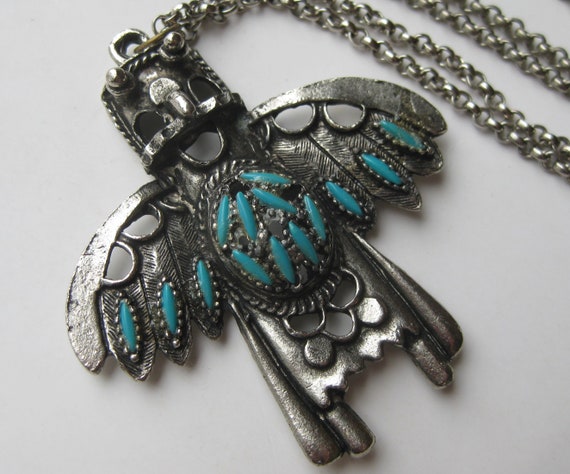 Vintage 60s Navajo Indian Style Faux Turquoise Sa… - image 6