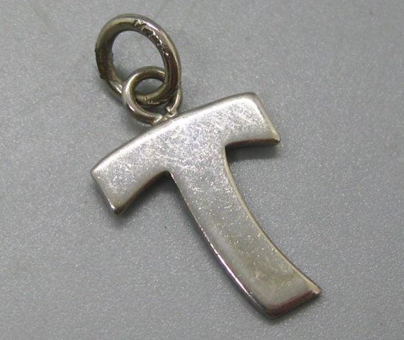 Letter T Charm Sterling Silver Initial Vintage Br… - image 1