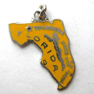 Vintage Charme Sterlingsilber Gelb Emaille Florida State Map Armband Charme