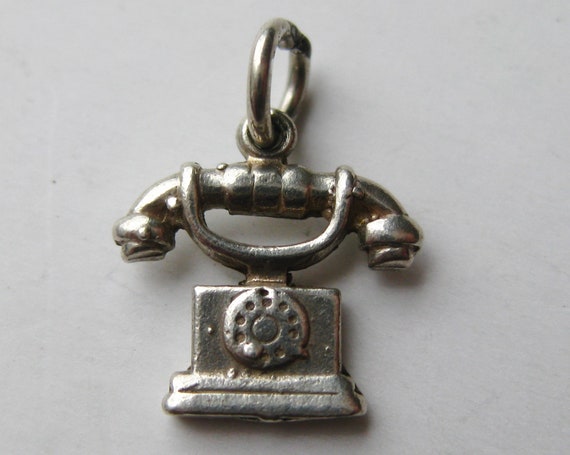 Vintage Charm Sterling Silver Rotary Telephone Ph… - image 1