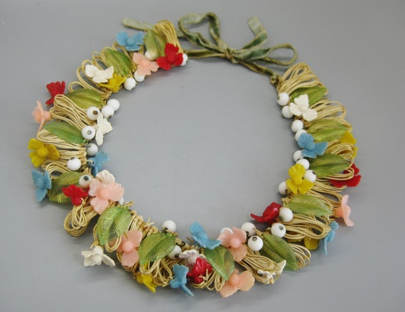 Vintage 30s 40s Celluloid Flowers Novelty Dangle G