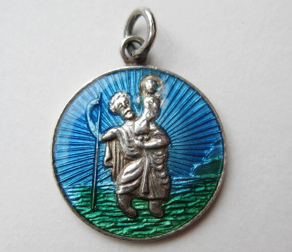 Vintage Sterling Silver Blue Guilloche Enamel St.… - image 5