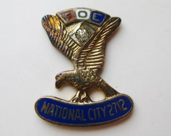 Vintage Broederlijke Orde van Eagles FOE Sterling Zilver Emaille Nationale Stad 2712 Badge Revers Pin