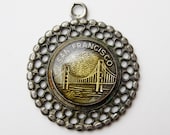 Vintage Charm Sterling Silver San Francisco Golden Gate Bridge Bracelet Charm