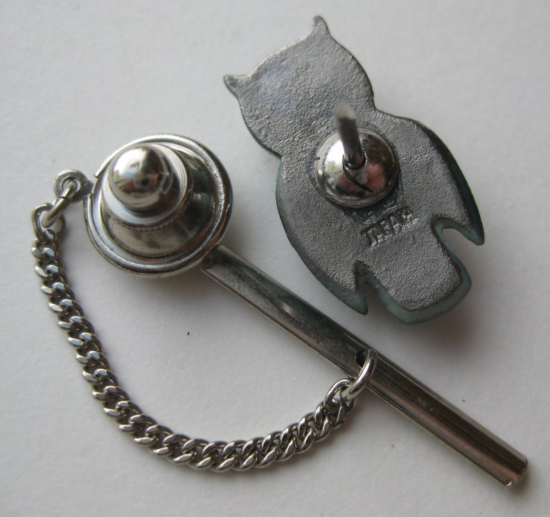 Vintage Toshikane Japanese Arita Porcelain Owl Tie Tack