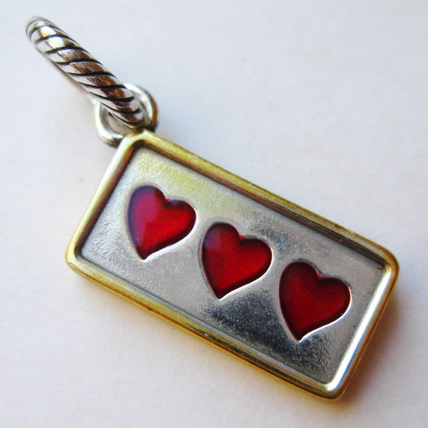 Brighton New Jersey Charm Silver Enamel Vintage Hearts Garden State Souvenir Bracelet Charm