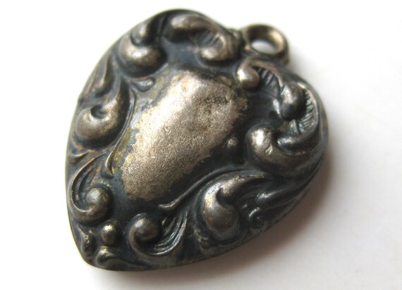 Vintage Charm Sterling Silver Sweetheart Puffy He… - image 5