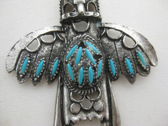 Vintage 60s Navajo Indian Style Faux Turquoise Sa… - image 10