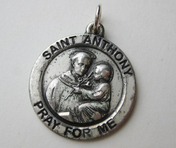 Vintage Sterling Silver Saint Anthony Pray For Me… - image 1