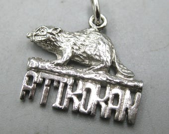Vintage Charm Atikokan Canada Sterling Silver Souvenir Bracelet Charm