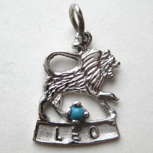 Vintage Charm Leo Lion Sterling Silver Zodiac Astrology Bracelet Charm