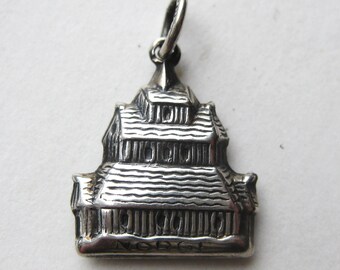 Charm vintage Norge Stave Viking House Church Naust Norway 830 Silver Norwegian Bracelet Charm