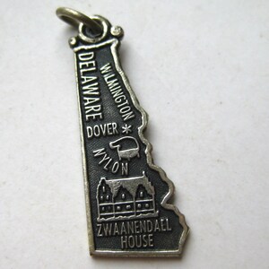 Delaware Charme Zustand Map Souvenir Sterling Silber Vintage Armband Charm