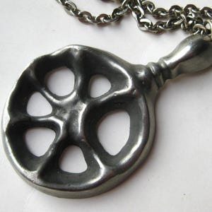 Vintage Jorgen Jensen Pewter Denmark Danish Mid Century Modernist Pendant Necklace & Chain