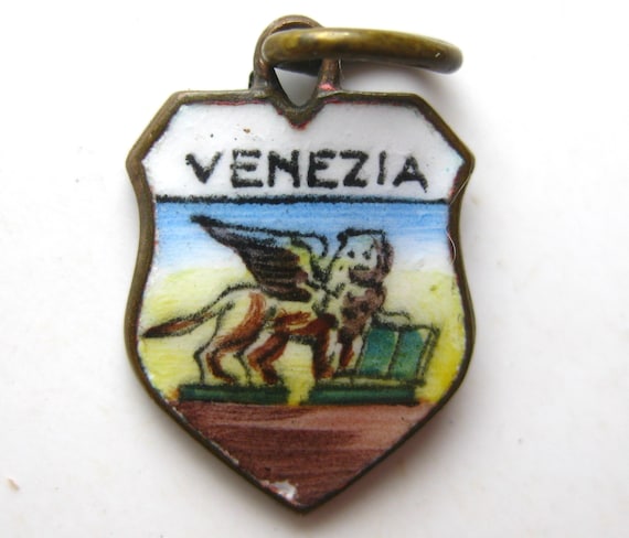Vintage Venezia Venice Italian Metal Enamel Souve… - image 1