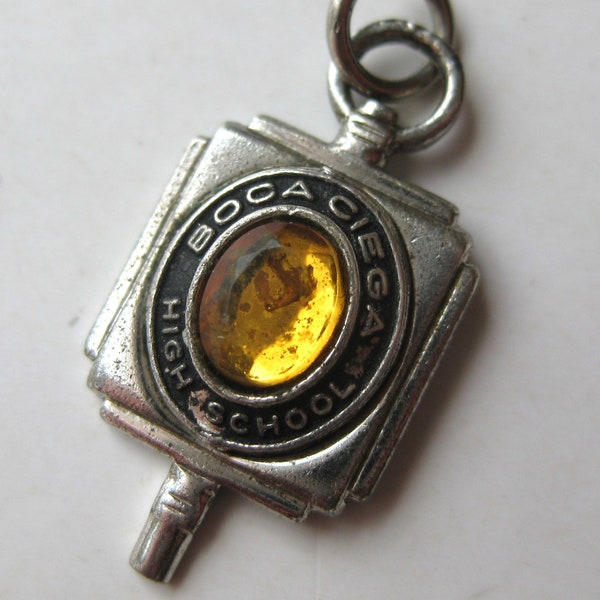 Vintage Sterling Silver Boca Ciega High School Gulfport Florida Class Key Necklace Pendant