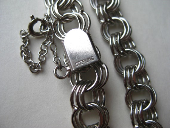 Vintage 50s 60s Sterling Silver Triple Link 7.5" … - image 4