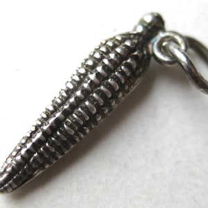 Vintage Sterling Silver Ear of Corn Garden Farm Indiana Souvenir Bracelet Charm