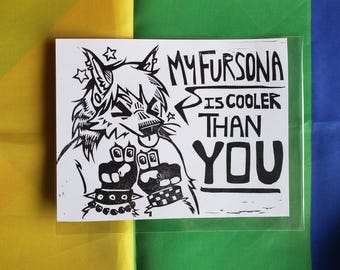 Fursona linoprint