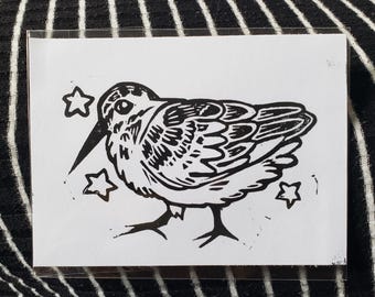 Wookcock Bird Linoprint