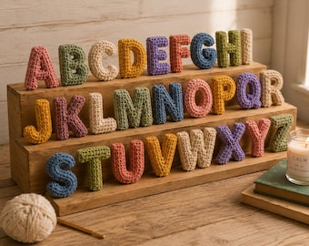 Paquete de patrones de alfabeto a crochet / Letras de la A a la Z, decoración para guardería (descarga en PDF)