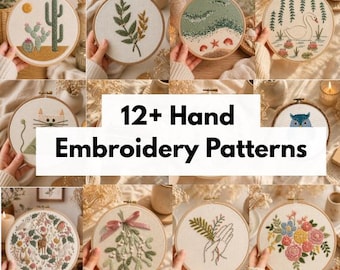 12+ Bundle, Hand Embroidery Pattern PDF, Hand Embroidery Design, Lifetime access, Instant Download