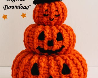 Crochet Pumpkin Stack Pattern: Ribbed Farmhouse Decor (PDF Pattern)
