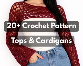 20+ Crochet Top & Cardigan Patterns Bundle | Trendy Crochet Tops, Cardigans PDF Download