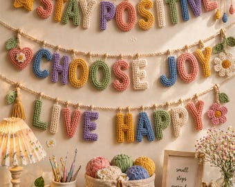 Paquete de patrones de alfabeto a crochet / Letras de la A a la Z, decoración para guardería (descarga en PDF)