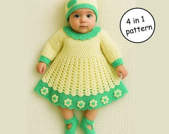Baby Crochet Daisy dress & Hat Pattern  – PDF Download