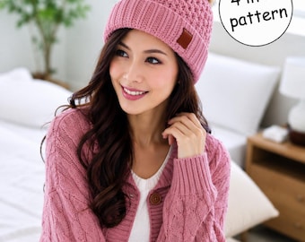Patrón de gorro de crochet fácil, tallas de bebé a adulto (patrón PDF)