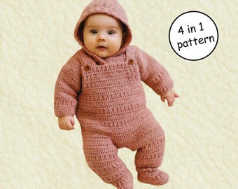Baby Crochet Pattern Set – Cabled Cardigan, Romper & Booties(6to 12 months) | Pdf Only