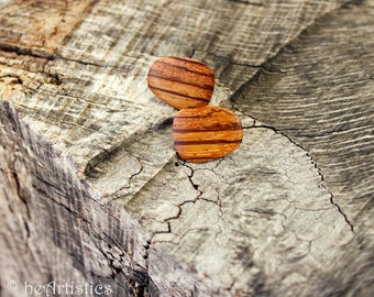 Trapezoid Zebra Stripes - Button Post Wooden Earrings in Zebrawood - eco chic - by Heartistics