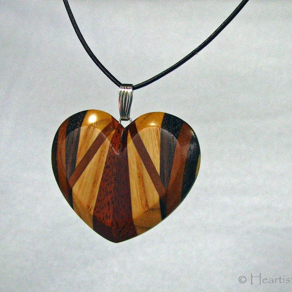 The Rich Heart - Wide Wooden Heart - Pendant/Necklace - eco fashion