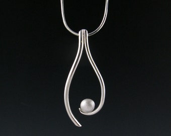 Sterling Silver Tidal Curve Pendant, Handmade