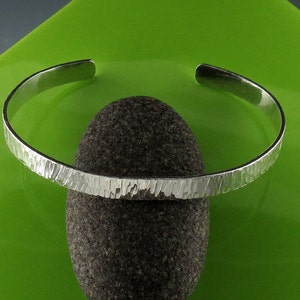 Delicate Hammered Sterling Silver Cuff Bracelet-Handmade image 4