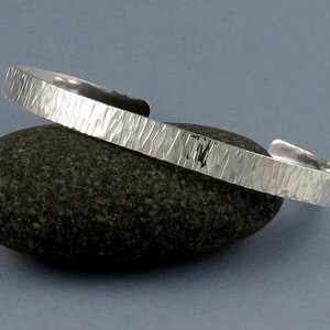 Delicate Hammered Sterling Silver Cuff Bracelet-Handmade image 3