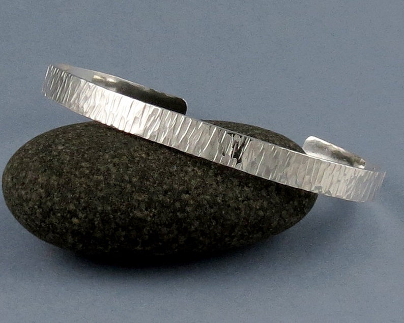 Delicate Hammered Sterling Silver Cuff Bracelet-Handmade image 3