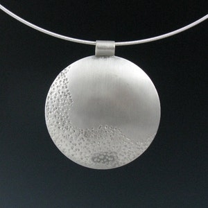 Large Zen Silver Pendant with Sand Texture, &quot;Zen Round Pendant&quot;