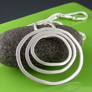 Sterling Silver Organic Oval Handmade Pendant