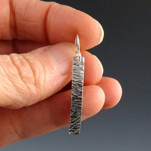 Sterling Silver Textured Bar Earrings image 5
