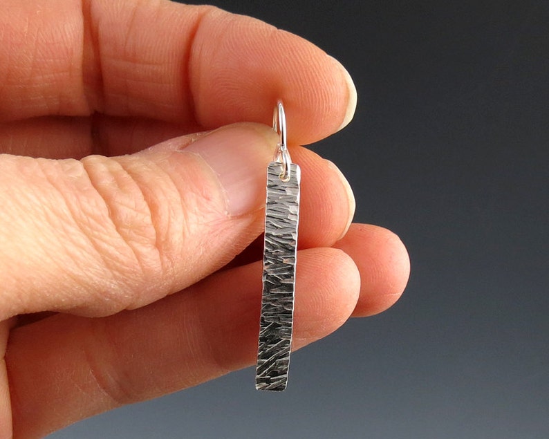 Sterling Silver Textured Bar Earrings image 5