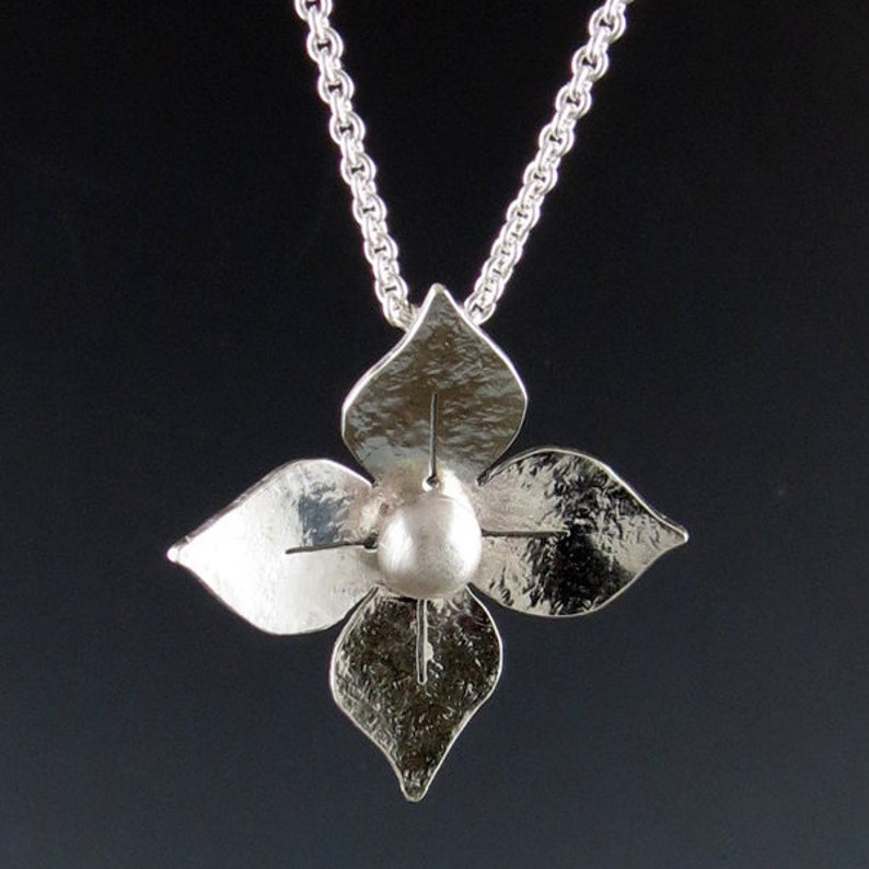 Sterling Silver Flower Pendant Necklace-handmade - Etsy Denmark