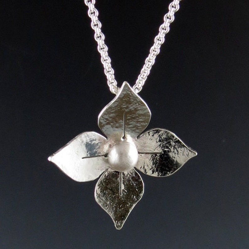 Sterling Silver Flower Pendant Necklacehandmade Etsy Denmark